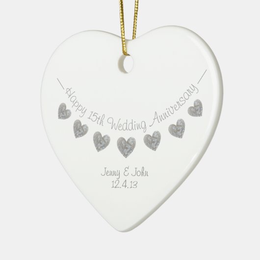 15th Crystal Wedding anniversary heart ornament (Links)