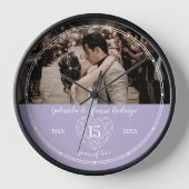 15th Crystal Wedding Anniversary Outline heart Uhr (Vorderseite)