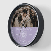 15th Crystal Wedding Anniversary Outline heart Uhr (Winkel)