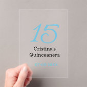 15th quinceanera birthday blue black bold letter n acryleinladungen (Insitu (Handheld))