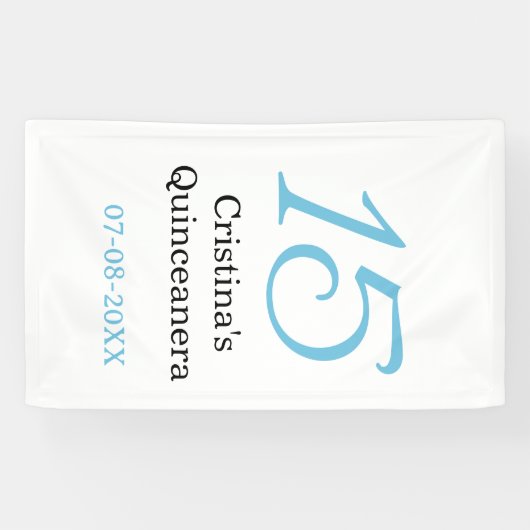 15th quinceanera birthday blue black bold letter n banner (Horizontal)