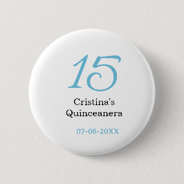 15th quinceanera birthday blue black bold letter n button