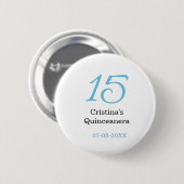 15th quinceanera birthday blue black bold letter n button (Vorne & Hinten)