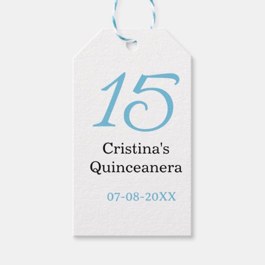 15th quinceanera birthday blue black bold letter n geschenkanhänger (Vorderseite)