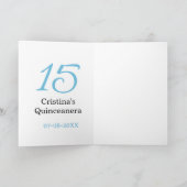 15th quinceanera birthday blue black bold letter n karte (Innenseite)