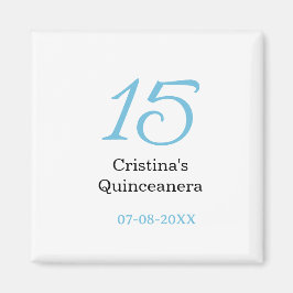 15th quinceanera birthday blue black bold letter n magnet