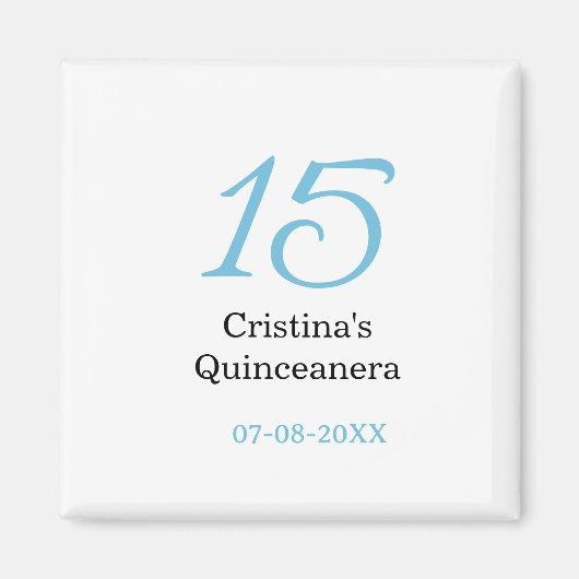15th quinceanera birthday blue black bold letter n magnet (Vorne)