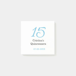 15th quinceanera birthday blue black bold letter n post-it klebezettel