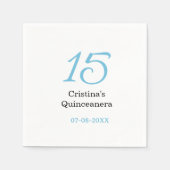 15th quinceanera birthday blue black bold letter n serviette (Vorderseite)