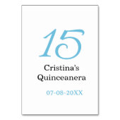 15th quinceanera birthday blue black bold letter n tischnummer (Rückseite)