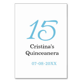 15th quinceanera birthday blue black bold letter n tischnummer