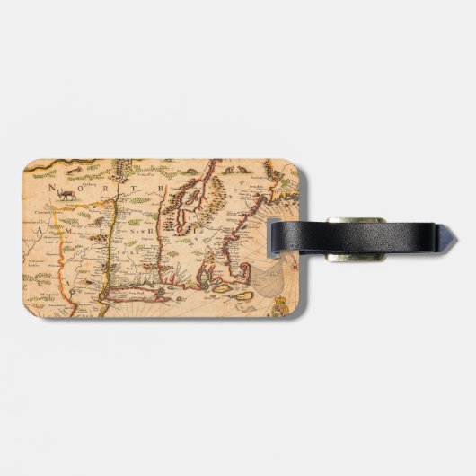 1600 New England Map of Native American Tribes Gepäckanhänger (Rückseite horizontal)