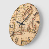 1600 New England Map of Native American Tribes Große Wanduhr (Winkel)