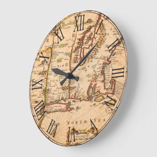 1600 New England Map of Native American Tribes Große Wanduhr (Winkel)