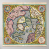 1606 Mercator Hondius Karte der Arktis Poster (Vorne)