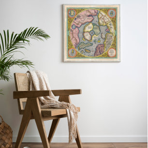 1606 Mercator Hondius Karte der Arktis Poster