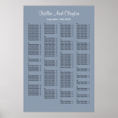 160 Blue Simple Wedding Seating Chart Poster (Vorne)