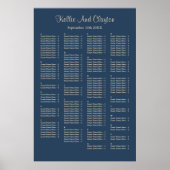 160 Classic Blue Simple Wedding Seating Chart Poster (Vorne)