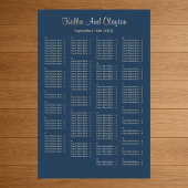 160 Classic Blue Simple Wedding Seating Chart Poster