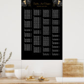 160 Schwarz-Gold-Blumen-Hochzeitstabelle Poster (Küche)