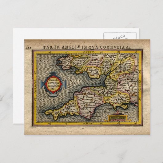 1610 Karte von Cornwall, Devon, Somerset, etc... (Vorne/Hinten)