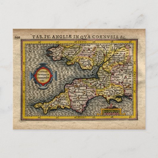 1610 Karte von Cornwall, Devon, Somerset, etc... (Vorderseite)