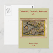 1610 Karte von Cornwall, Devon, Somerset, etc... (Vorne/Hinten)