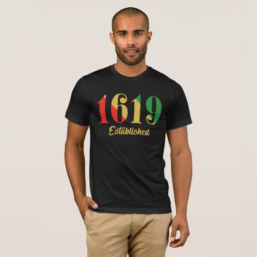 1619 etablierter Afroamerikaner T-Shirt (Vorne ganz)