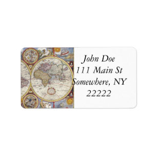 1626 Vintage Weltkarte Adressaufkleber
