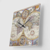 1626 Vintage Weltkarte Quadratische Wanduhr (Winkel)