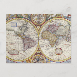 1626 Weltkarte im Vintage-Stil Postkarte