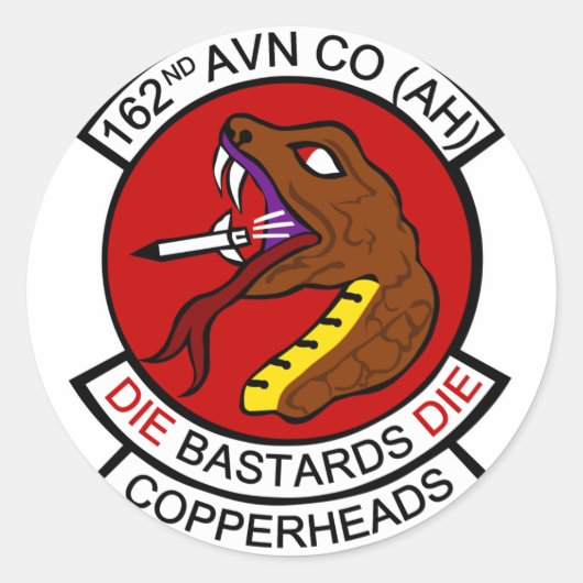 162. Avn Co. (AH) Kopperheads Runder Aufkleber (Vorderseite)