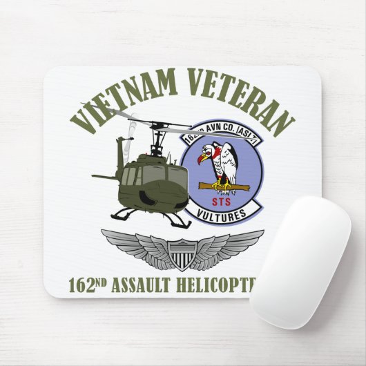 162nd AHC mit Flügeln und Hubschrauber UH-1 Mousepad (Mit Mouse)