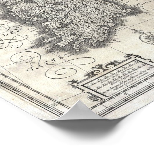 1631 Blaeu Map of the England, Scotland & Ireland Poster (Ecke)