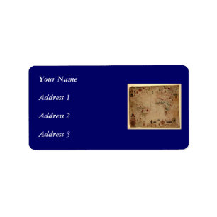 1633 Atantic Ozean Portolan Diagramm - Pascoal Adressaufkleber