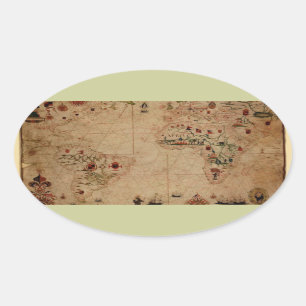 1633 Atantic Ozean Portolan Diagramm - Pascoal Ovaler Aufkleber