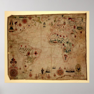 1633 Atantic Ozean Portolan Diagramm - Pascoal Poster