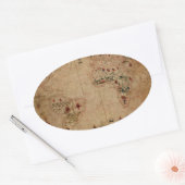 1633 Atlantik Portolan Chart - Pascoal Roiz Ovaler Aufkleber (Umschlag)