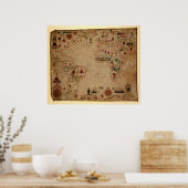 1633 Atlantik Portolan Chart - Pascoal Roiz Poster (Küche)