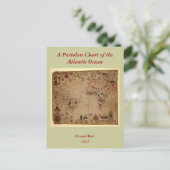 1633 Atlantik Portolan Chart - Pascoal Roiz Postkarte (Stehend Vorderseite)