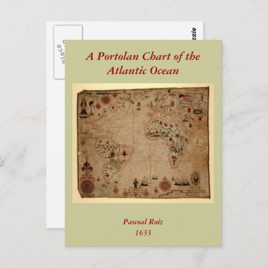 1633 Atlantik Portolan Chart - Pascoal Roiz Postkarte (Vorne/Hinten)