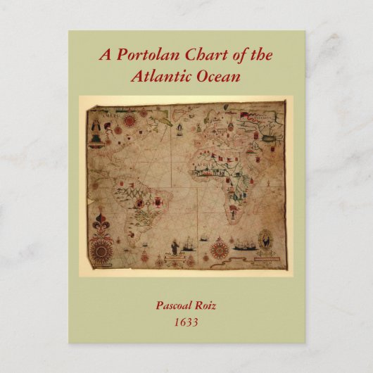 1633 Atlantik Portolan Chart - Pascoal Roiz Postkarte (Vorderseite)