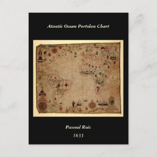 1633 Atlantik Portolan Chart - Pascoal Roiz Postkarte
