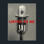 163581257 POSTKARTE<br><div class="desc">Vintages Mikrofon-Foto mit den Wörtern LISTEN TO ME</div>