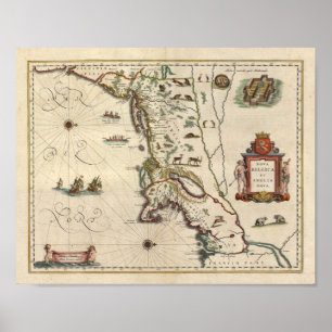 1640 Karte "Nova Belgica und Anglia Nova " Poster