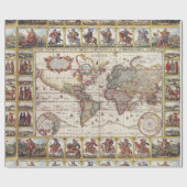 1652 Karte der Welt, Doncker Seeatlas-Weltkarte Geschenkpapier (Flach)