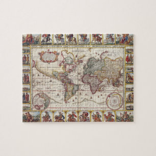 1652 Karte der Welt, Doncker Seeatlas-Weltkarte Puzzle