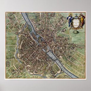 1657 Karte von Paris Poster