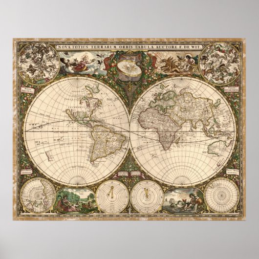 1660 Karte der Welt Poster (Vorne)