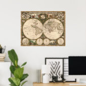1660 Karte der Welt Poster (Heimbüro)